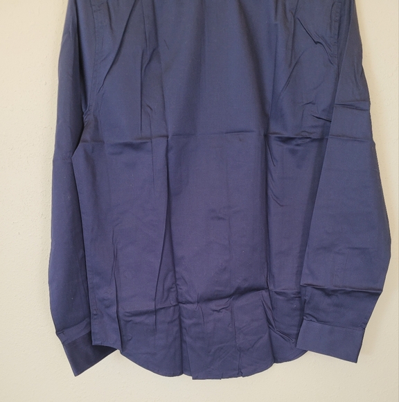 DSTRCT & ROW Navy Slim Fit Button Front Long Sleeve Shirt Size M-SL - Picture 13 of 14